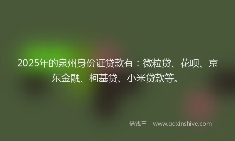 2025年的泉州身份证贷款有：微粒贷、花呗、京东金融、柯基贷、小米贷款等。