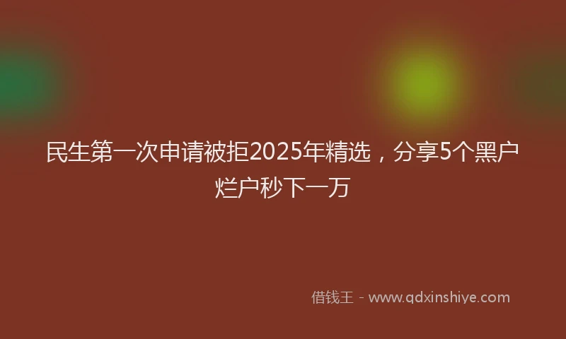 民生第一次申请被拒2025年精选，分享5个黑户烂户秒下一万