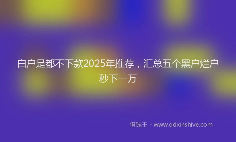 白户是都不下款2025年推荐，汇总五个黑户烂户秒下一万