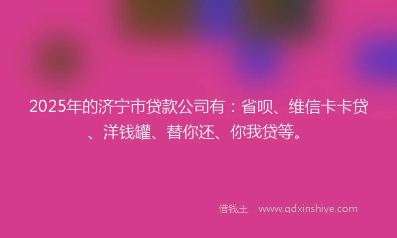 2025年的济宁市贷款公司有：省呗、维信卡卡贷、洋钱罐、替你还、你我贷等。