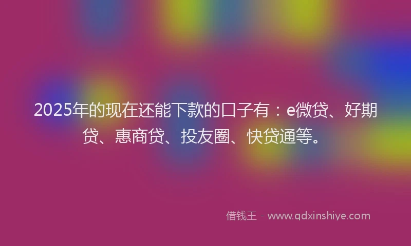 2025年的现在还能下款的口子有：e微贷、好期贷、惠商贷、投友圈、快贷通等。
