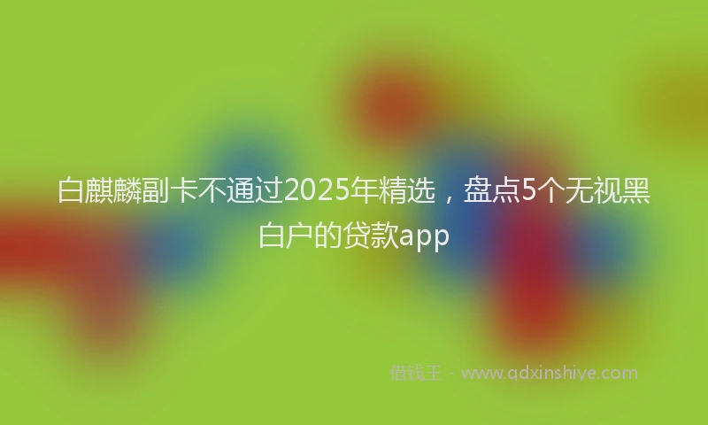 白麒麟副卡不通过2025年精选，盘点5个无视黑白户的贷款app