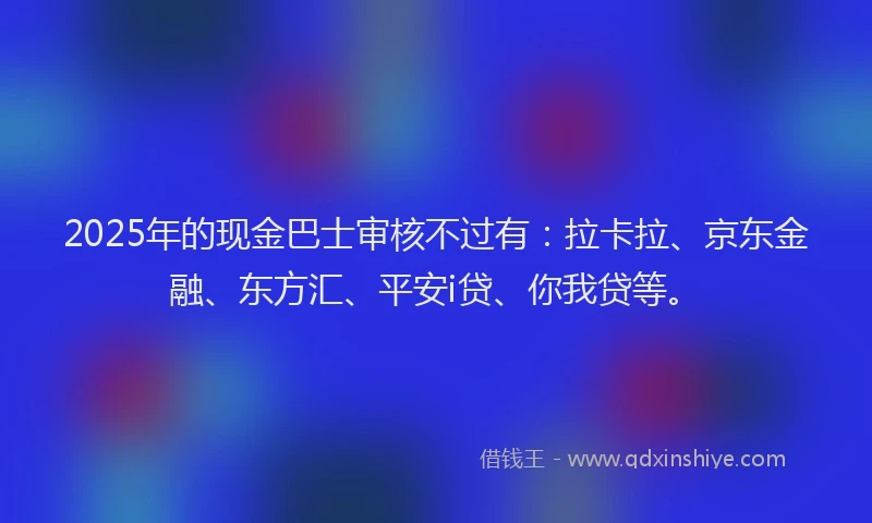 2025年的现金巴士审核不过有：拉卡拉、京东金融、东方汇、平安i贷、你我贷等。
