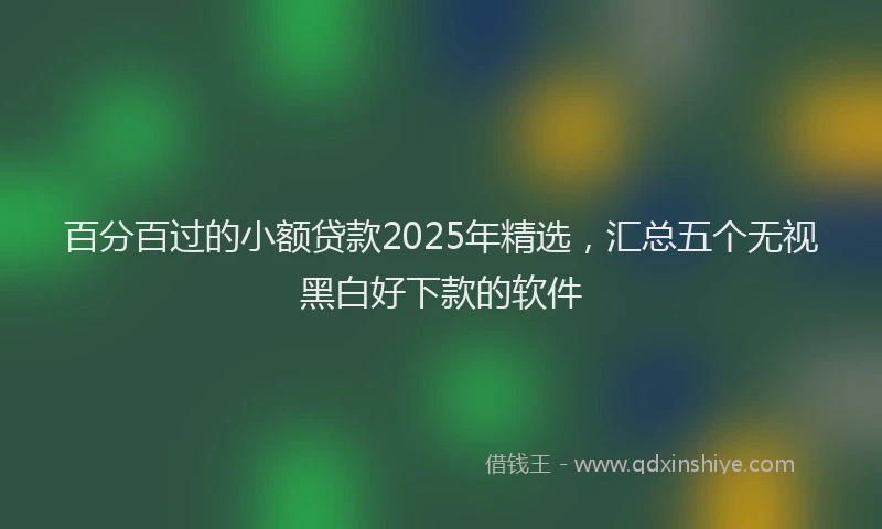 百分百过的小额贷款2025年精选，汇总五个无视黑白好下款的软件