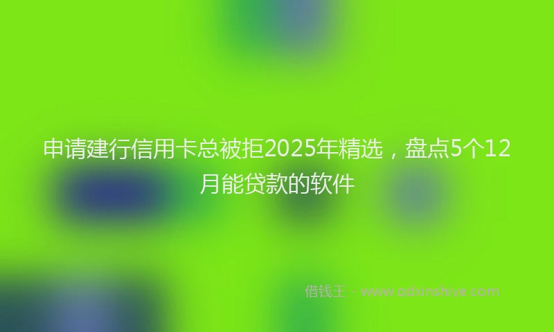 申请建行信用卡总被拒2025年精选，盘点5个12月能贷款的软件