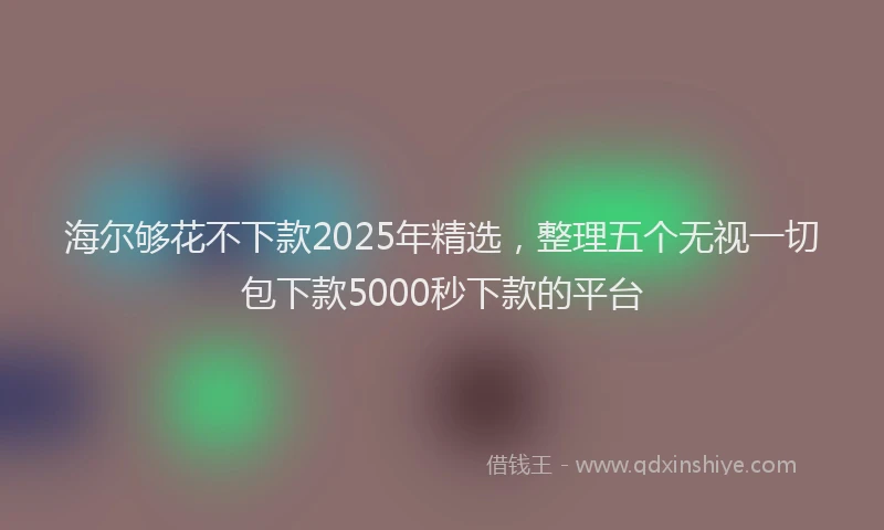 海尔够花不下款2025年精选，整理五个无视一切包下款5000秒下款的平台