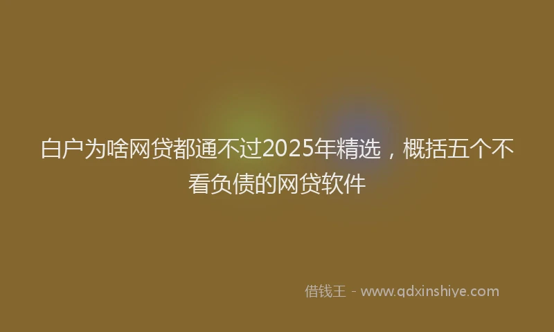 白户为啥网贷都通不过2025年精选，概括五个不看负债的网贷软件