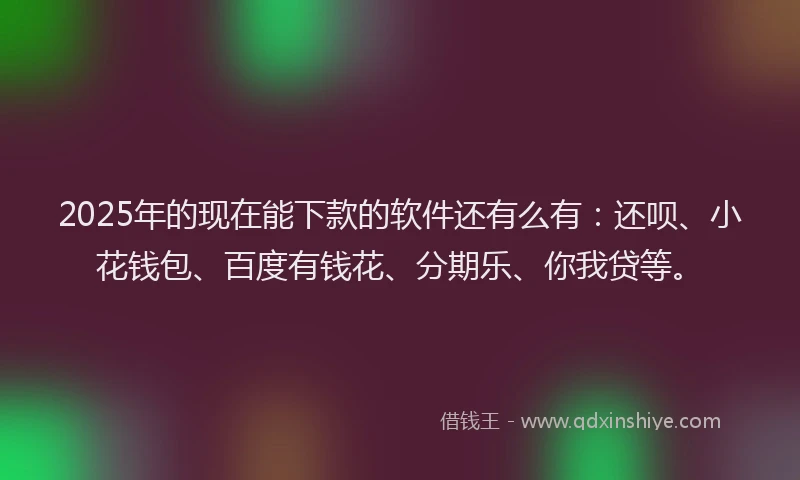 2025年的现在能下款的软件还有么有：还呗、小花钱包、百度有钱花、分期乐、你我贷等。
