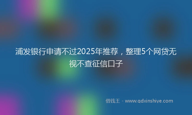 浦发银行申请不过2025年推荐，整理5个网贷无视不查征信口子