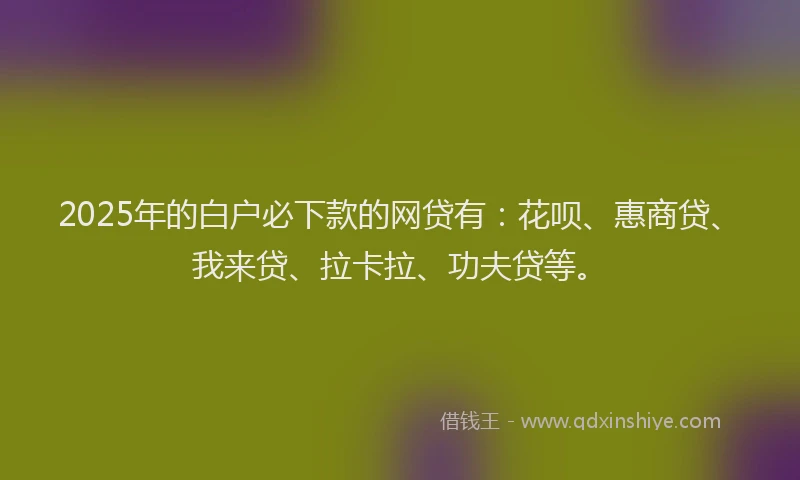 2025年的白户必下款的网贷有：花呗、惠商贷、我来贷、拉卡拉、功夫贷等。