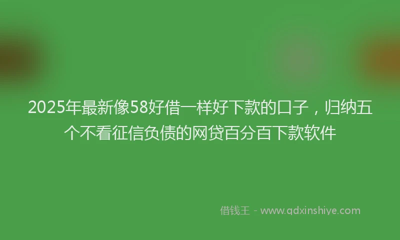 2025年最新像58好借一样好下款的口子，归纳五个不看征信负债的网贷百分百下款软件