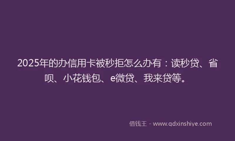 2025年的办信用卡被秒拒怎么办有：读秒贷、省呗、小花钱包、e微贷、我来贷等。