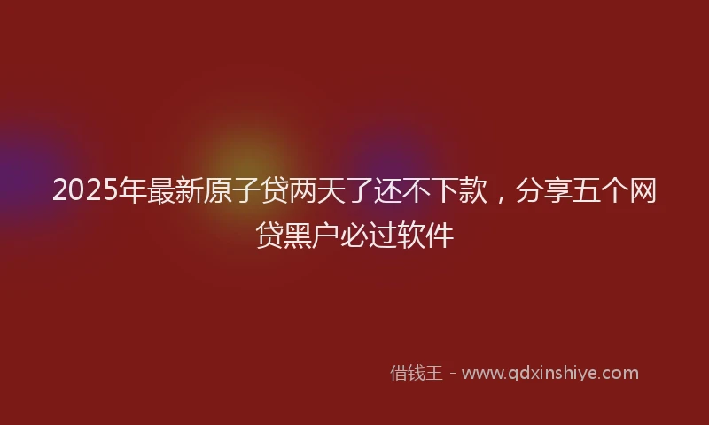 2025年最新原子贷两天了还不下款，分享五个网贷黑户必过软件