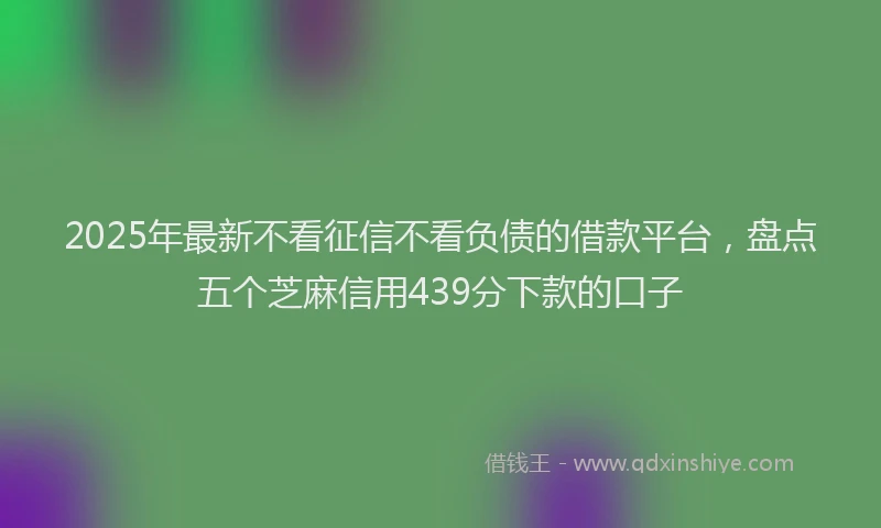 2025年最新不看征信不看负债的借款平台，盘点五个芝麻信用439分下款的口子