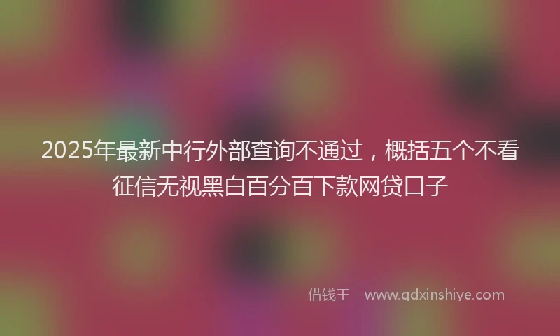2025年最新中行外部查询不通过，概括五个不看征信无视黑白百分百下款网贷口子