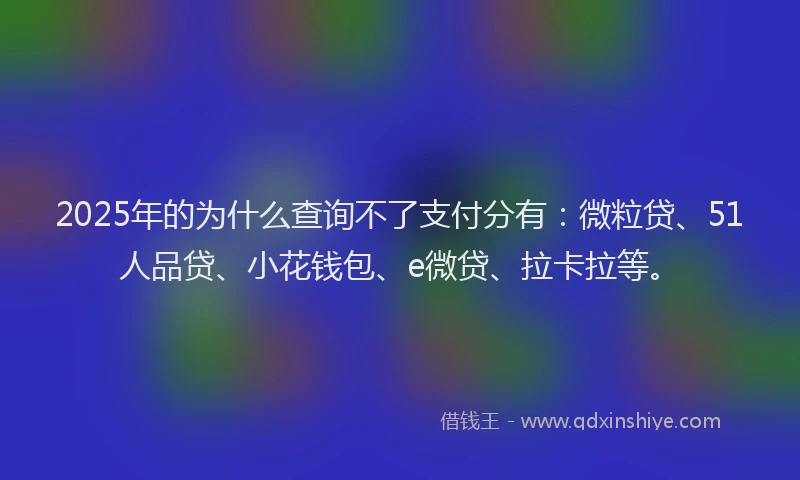 2025年的为什么查询不了支付分有：微粒贷、51人品贷、小花钱包、e微贷、拉卡拉等。