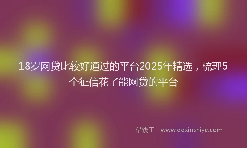 18岁网贷比较好通过的平台2025年精选，梳理5个征信花了能网贷的平台