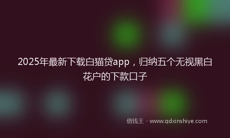 2025年最新下载白猫贷app，归纳五个无视黑白花户的下款口子