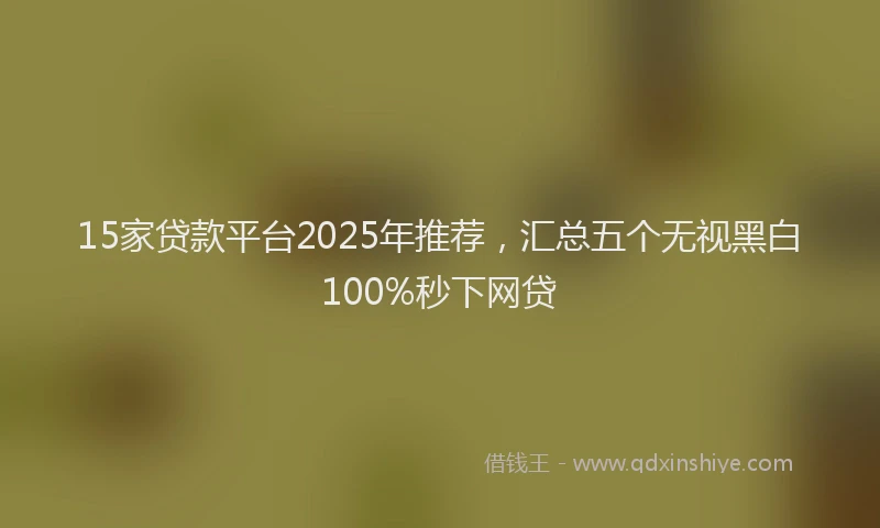 15家贷款平台2025年推荐，汇总五个无视黑白100%秒下网贷