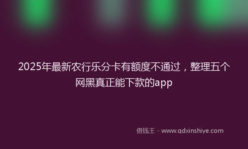 2025年最新农行乐分卡有额度不通过，整理五个网黑真正能下款的app
