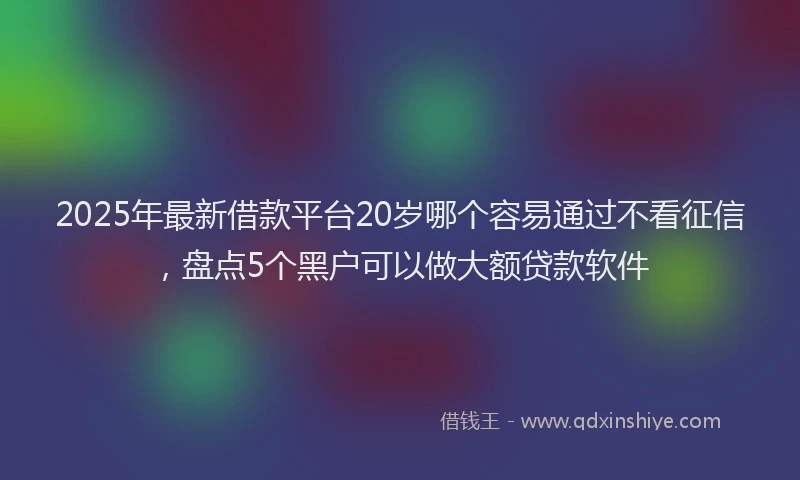 2025年最新借款平台20岁哪个容易通过不看征信，盘点5个黑户可以做大额贷款软件