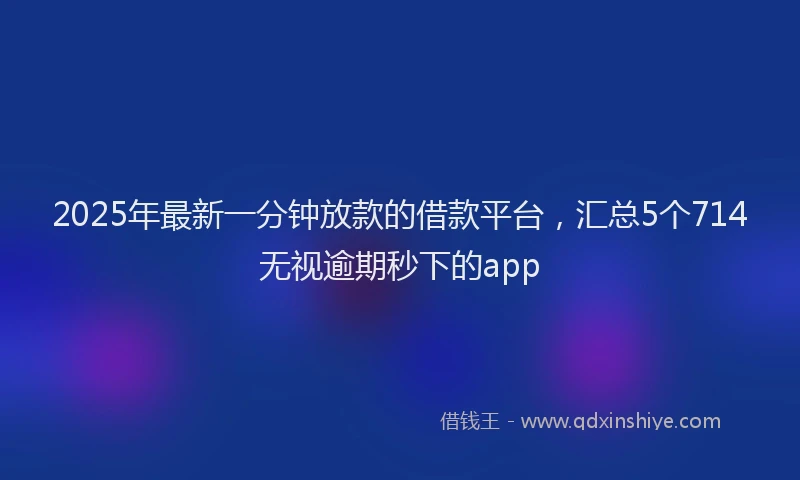 2025年最新一分钟放款的借款平台，汇总5个714无视逾期秒下的app