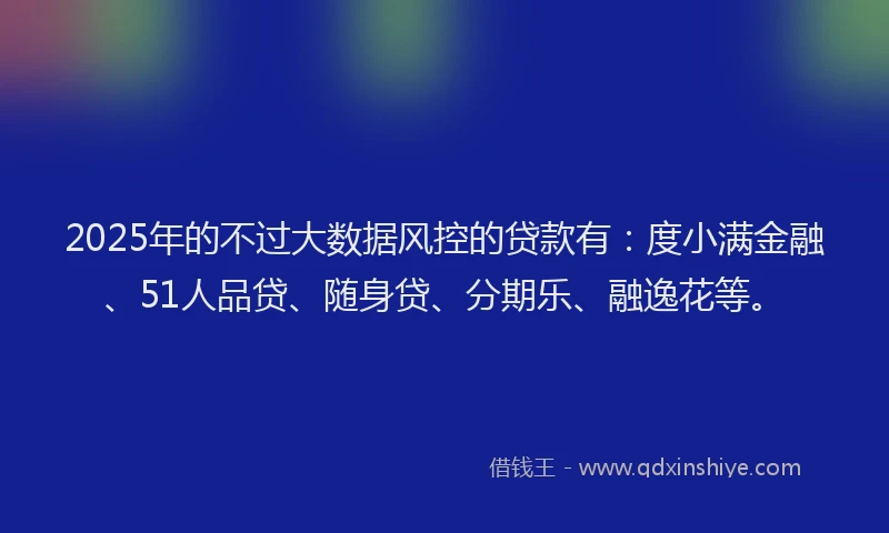 2025年的不过大数据风控的贷款有：度小满金融、51人品贷、随身贷、分期乐、融逸花等。
