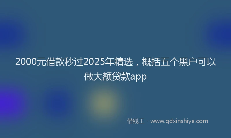 2000元借款秒过2025年精选，概括五个黑户可以做大额贷款app