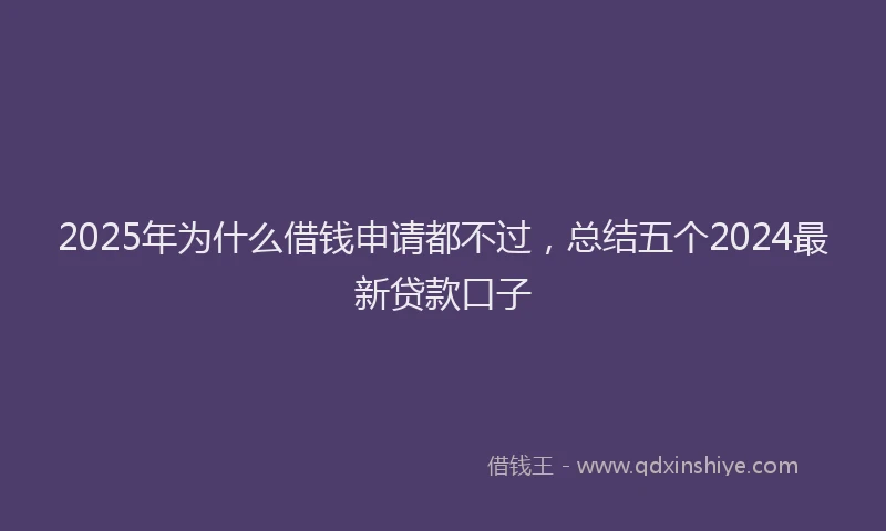 2025年为什么借钱申请都不过，总结五个2024最新贷款口子