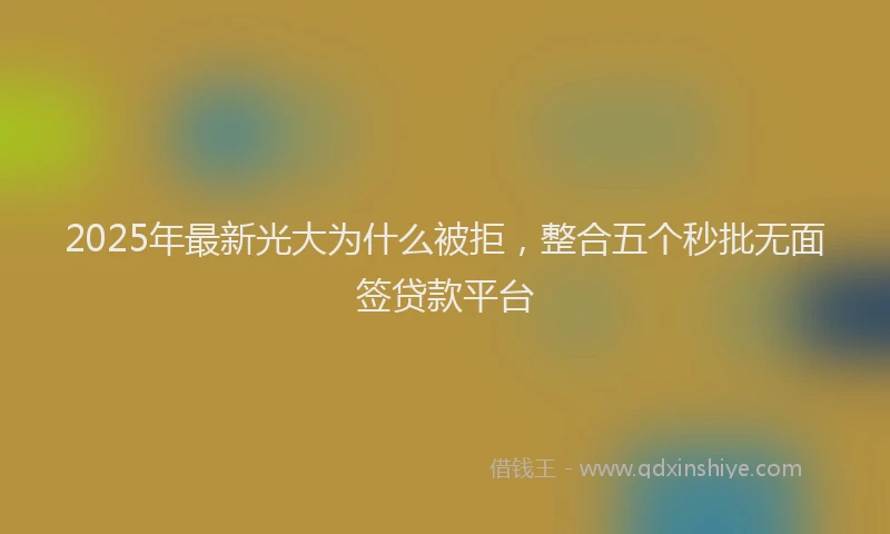 2025年最新光大为什么被拒，整合五个秒批无面签贷款平台