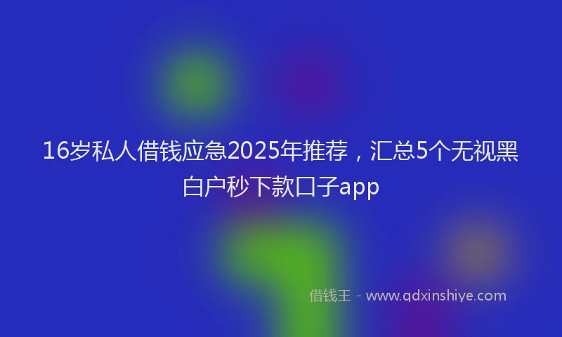 16岁私人借钱应急2025年推荐，汇总5个无视黑白户秒下款口子app