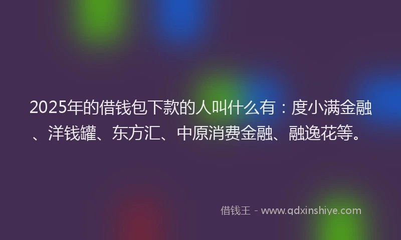 2025年的借钱包下款的人叫什么有：度小满金融、洋钱罐、东方汇、中原消费金融、融逸花等。