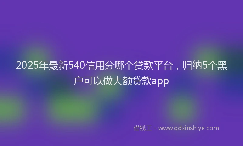 2025年最新540信用分哪个贷款平台，归纳5个黑户可以做大额贷款app