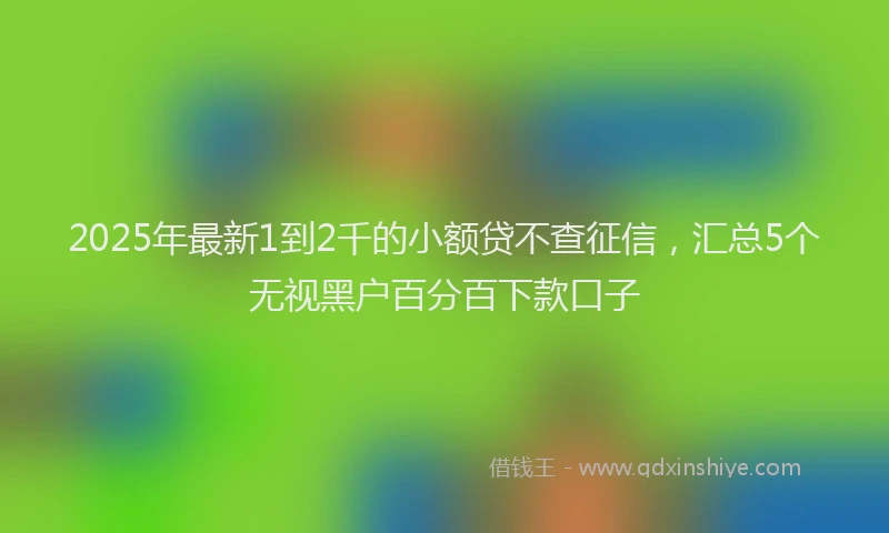 2025年最新1到2千的小额贷不查征信，汇总5个无视黑户百分百下款口子