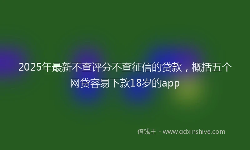 2025年最新不查评分不查征信的贷款，概括五个网贷容易下款18岁的app