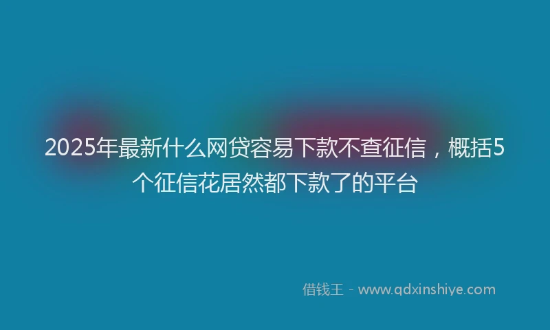 2025年最新什么网贷容易下款不查征信，概括5个征信花居然都下款了的平台