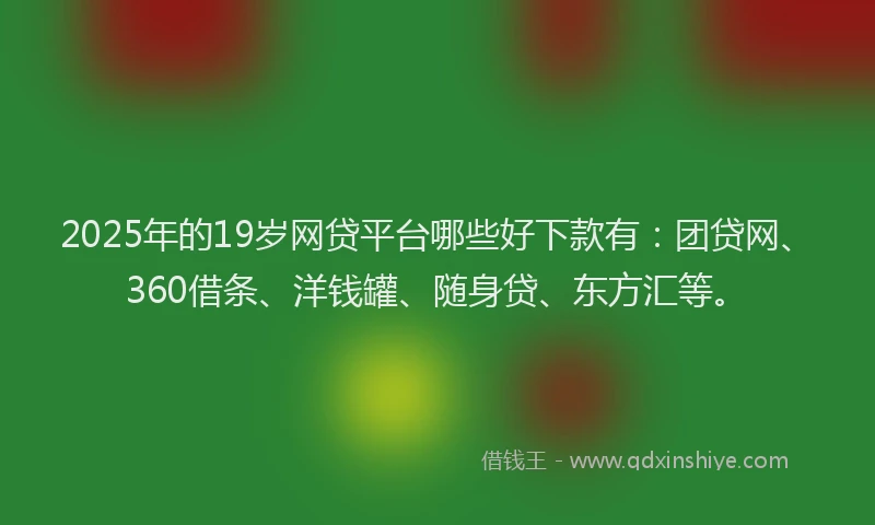2025年的19岁网贷平台哪些好下款有：团贷网、360借条、洋钱罐、随身贷、东方汇等。