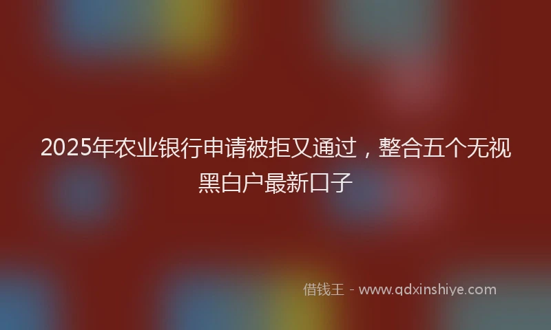 2025年农业银行申请被拒又通过，整合五个无视黑白户最新口子