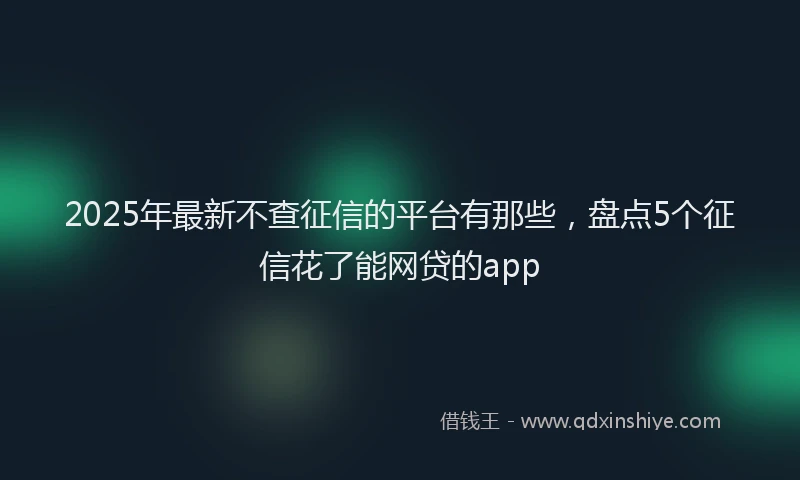2025年最新不查征信的平台有那些，盘点5个征信花了能网贷的app