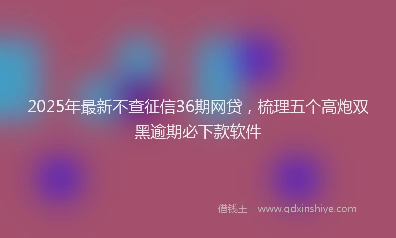 2025年最新不查征信36期网贷，梳理五个高炮双黑逾期必下款软件