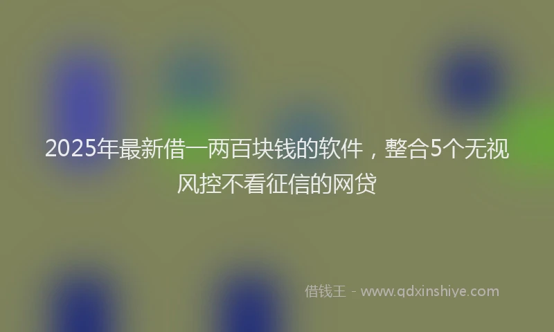 2025年最新借一两百块钱的软件，整合5个无视风控不看征信的网贷