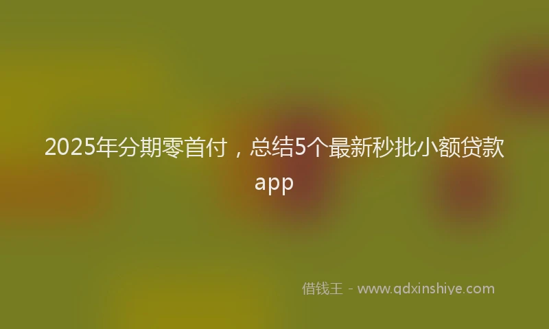 2025年分期零首付，总结5个最新秒批小额贷款app