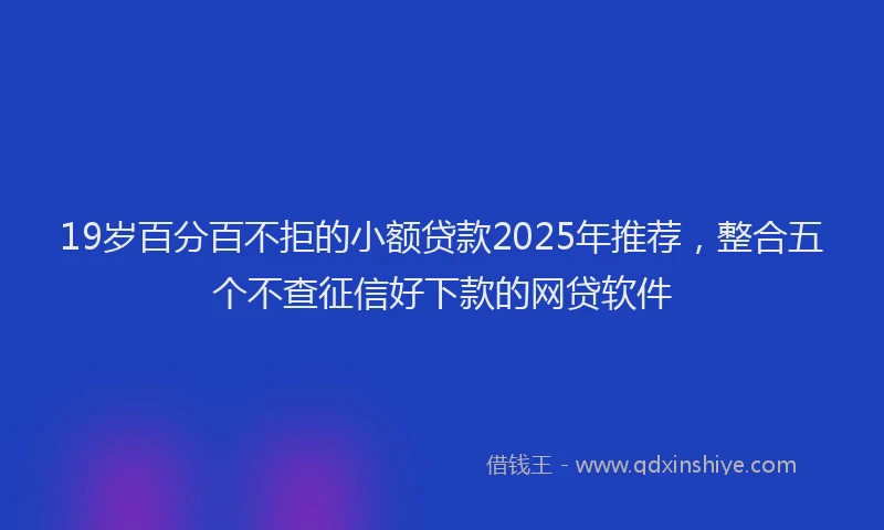 19岁百分百不拒的小额贷款2025年推荐，整合五个不查征信好下款的网贷软件