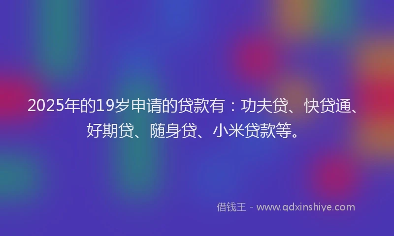 2025年的19岁申请的贷款有：功夫贷、快贷通、好期贷、随身贷、小米贷款等。
