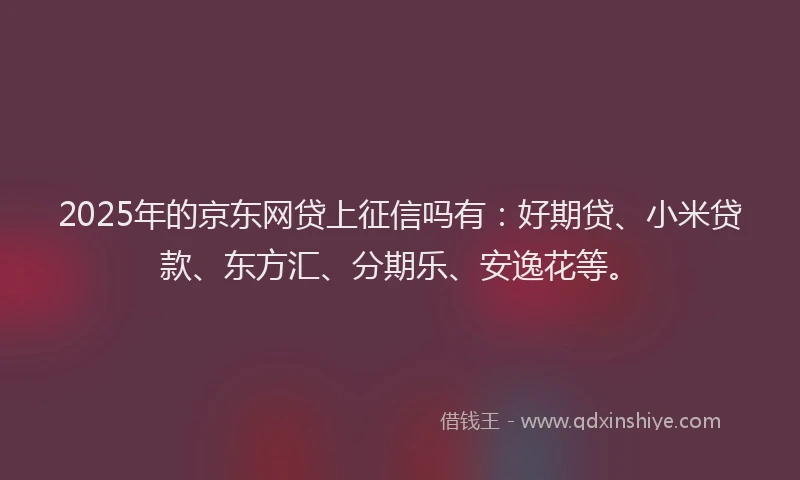 2025年的京东网贷上征信吗有：好期贷、小米贷款、东方汇、分期乐、安逸花等。