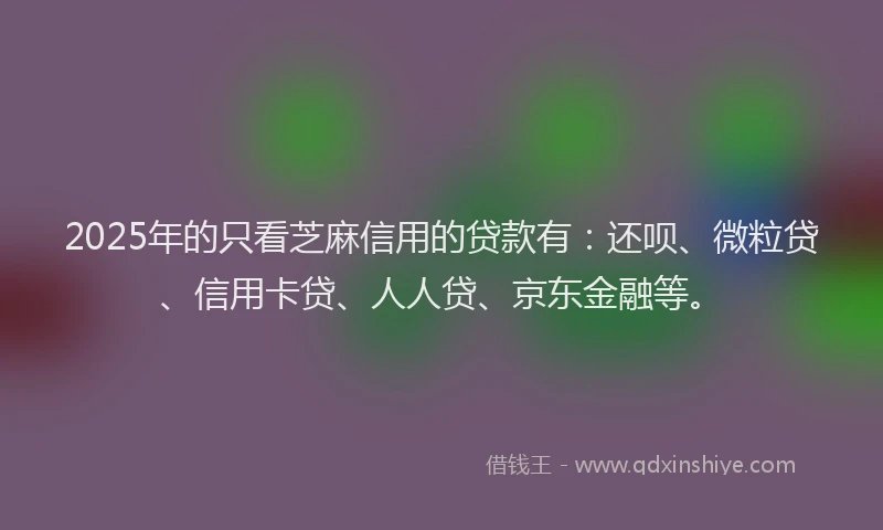 2025年的只看芝麻信用的贷款有：还呗、微粒贷、信用卡贷、人人贷、京东金融等。