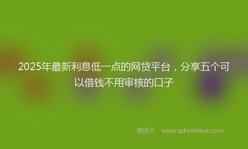2025年最新利息低一点的网贷平台，分享五个可以借钱不用审核的口子