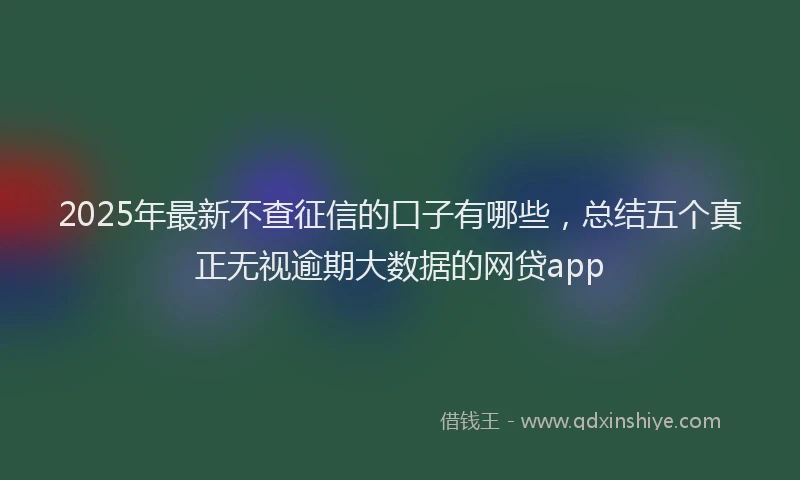 2025年最新不查征信的口子有哪些，总结五个真正无视逾期大数据的网贷app