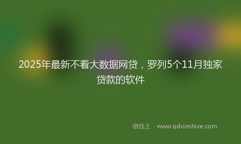 2025年最新不看大数据网贷，罗列5个11月独家贷款的软件