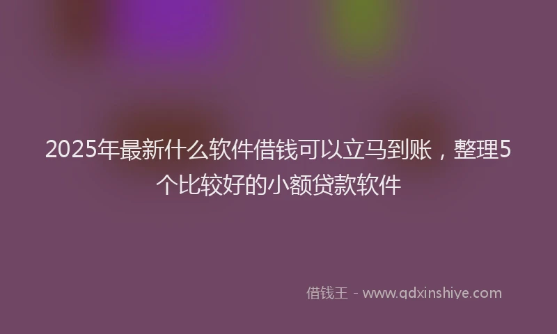 2025年最新什么软件借钱可以立马到账，整理5个比较好的小额贷款软件